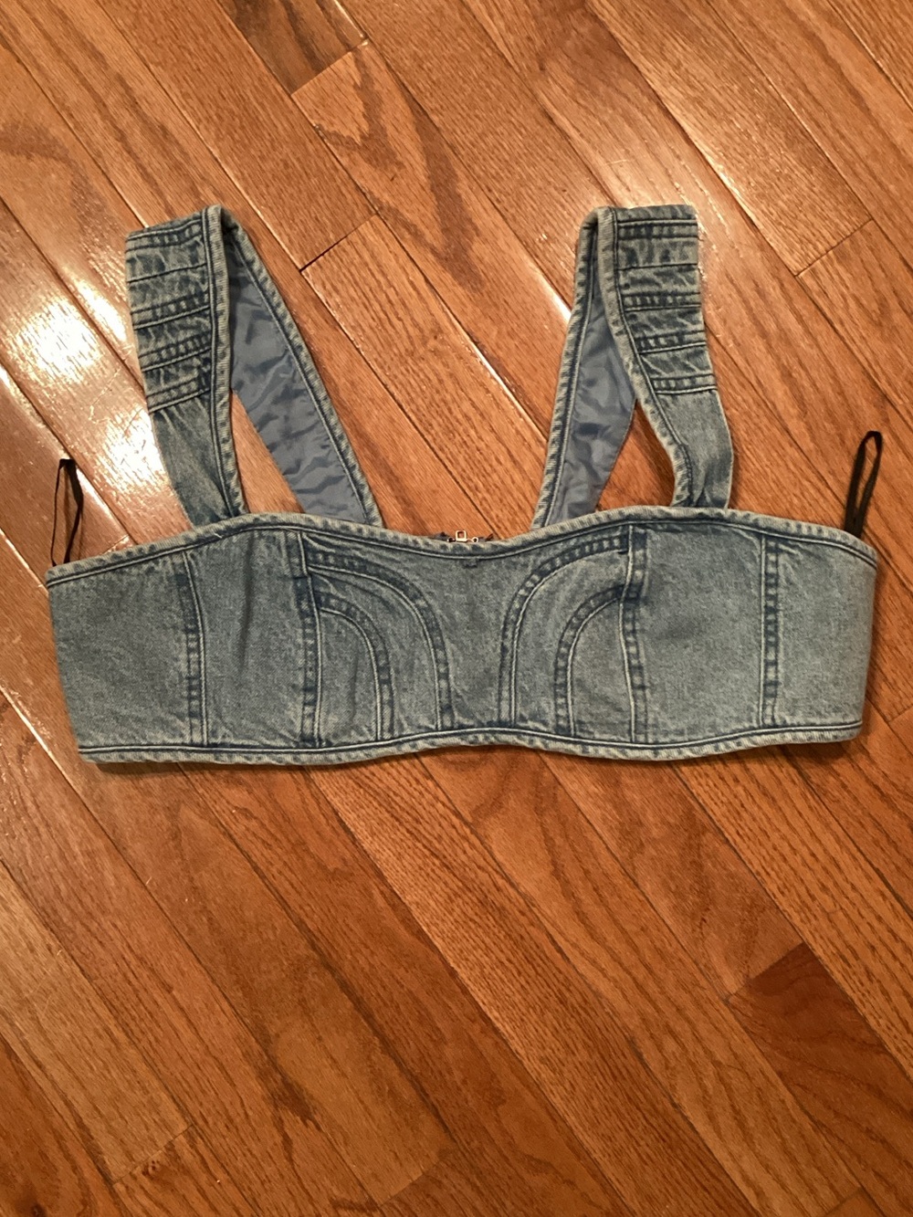 Forever 21 Light Wash Denim Bustier Crop Top